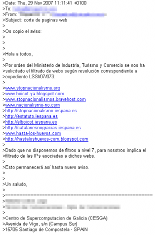 O Ministerio de Industria manda censurar &aacute; avoa blogueira (entroutros)