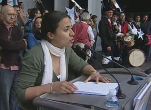 Iria Aboi, actual secretaria xeral, na celebraci&oacute;n do D&iacute;a da Patria