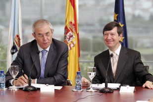Touri&ntilde;o e Lage, na conferencia de prensa posterior &aacute; xuntanza deste martes en Monte P&iacute;o