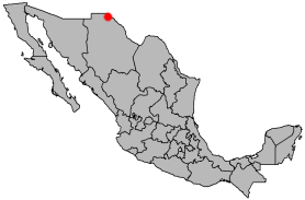 Localizaci&oacute;n exacta no mapa de M&eacute;xico de Ciudad Ju&aacute;rez, cidade fronteiriza