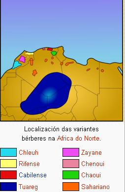 Mapa de linguas b&eacute;rberes /Imaxe: Galipedia