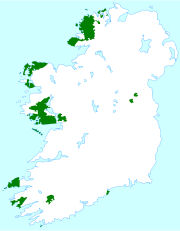 Zonas da illa onde se fala irland&eacute;s