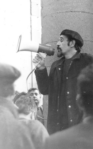 Moncho Valcarce, nunha mobilización no ano 1977