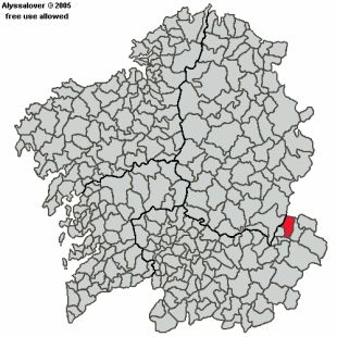 A situaci&oacute;n, no mapa de concellos, de Vilamart&iacute;n de Valdeorras