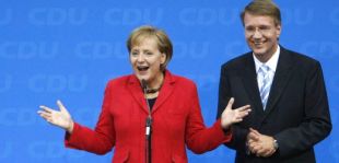 Merkel anunciando a súa vitoria