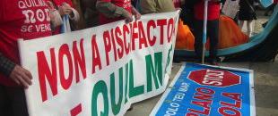 As protestas contra as piscifactor&iacute;as chegaron at&eacute; a capital de Galiza