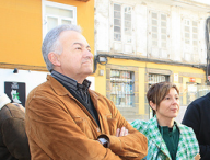 M&eacute;ndez Romeu durante un acto de campa&ntilde;a electoral coa secretaria de Organizaci&oacute;n do PSdeG, Mar Barc&oacute;n