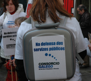 Estampa dunha mobilizaci&oacute;n a comezos de ano en defensa do sistema p&uacute;blico de servizos sociais