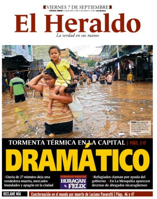 Cuberta do xornal hondure&ntilde;o El Heraldo deste venres