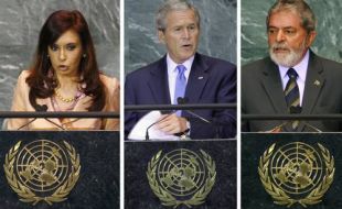 Cristina Fern&aacute;ndez, George Bush e Lula da Silva interviron no primeiro d&iacute;a de debate
