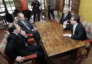 Touri&ntilde;o, cos presidentes de Andaluc&iacute;a, Estremadura e Castela e Le&oacute;n, esta quinta feira en Zamora