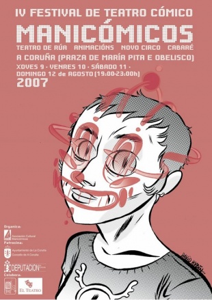 Cartaz da edición de verán do festival Manicómicos, que se está a celebrar na Coruña. Deseñado por david Rubín