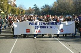 Manifestaci&oacute;n dos taballadores e traballadoras da limpeza, esta segunda feira polas r&uacute;as de Vigo