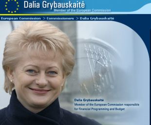 Detalle da web da comisaria europea Dalia Grybauskaite