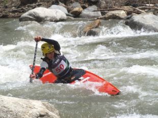 Mario Font&aacute;n, campi&oacute;n na categor&iacute;a cadete da copa de augas bravas celebrada en Padr&oacute;n.
