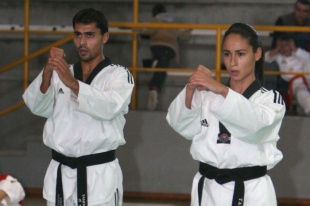 Samuel Meil&aacute;n e Nerea Alamancos, na exhibici&oacute;n por parellas