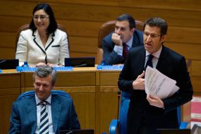 Feijoo, durante a s&uacute;a comparecencia no Parlamento, esta cuarta feira