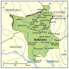 Outro gr&aacute;fico de Roraima, onde se amosan as s&uacute;as principais cidades r&iacute;os
