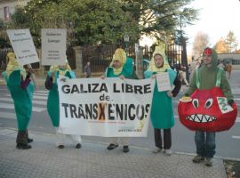 Á porta do Parlamento, os ecoloxistas manifestáronse contra os transxénicos