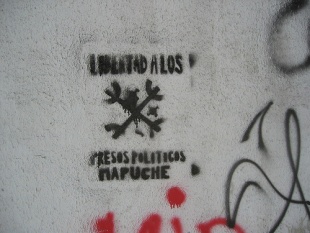 Unha pintada pide a liberdade para os presos pol&iacute;ticos mapuche / Flickr: anarchitect
