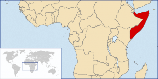 Localizaci&oacute;n de Somalia no mapa de &Aacute;frica