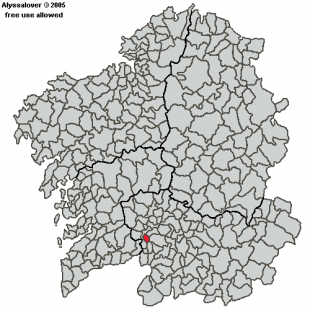A situaci&oacute;n de Arnoia no mapa de concellos de Galiza