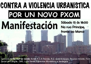 Cartaz dunha manifestaci&oacute;n contra o PXOM vigu&eacute;s