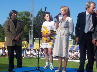 Marta Souto durante a s&uacute;a intervenci&oacute;n, na inauguraci&oacute;n dos Xogos