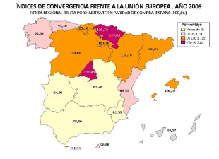 Índice de converxencia coa UE segundo FUNCAS (Pique na imaxe para ampliar)