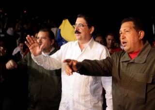 Ortega, Zelaya e Chávez en Managua