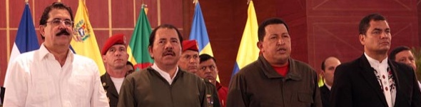 O presidente Zelaya na inauguración da xuntanza da ALBA en Managua.