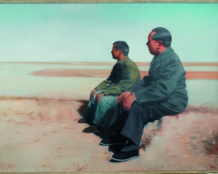 Yin Zhaoyang. "Yin Zhaoyang i Mao", 2003. Óleo sobre tea