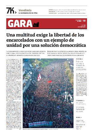 Capa do xornal 'Gara', este domingo