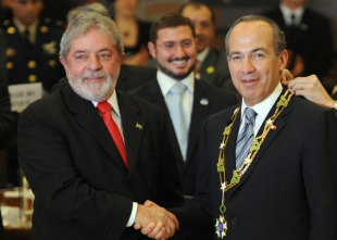 O presidente brasileiro, Luiz Inácio Lula da Silva, e o mexicano, Felipe Calderón / Imaxe: Agência Brasil