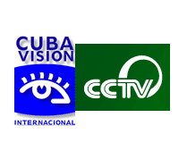 Logotipos de Cubavisión e da Televisión Central Chinesa