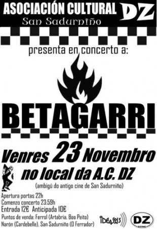 Cartaz do concerto de Betagarri en Dzine