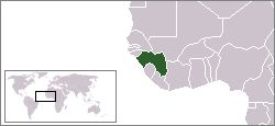 Situación de Guinea no continente africano