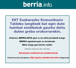 O diario Berria está este martes pechado por folga