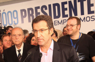 Alberto Núñez Feijoo durante a noite electoral do 1M