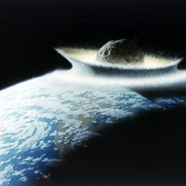 Recreación dun suposto impacto dun meteoro