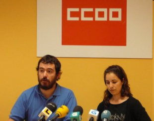 Melchor Roel, secretario de Xuventude de CCOO en Galiza, e Nuria Rico, secretaria confederal de Xuventude