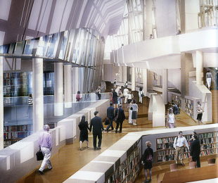 Recreación do aspecto final da biblioteca