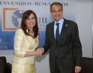 Cristina Fernández e Rodríguez Zapatero, no Cumio Iberoaméricano de 2008 en El Salvador