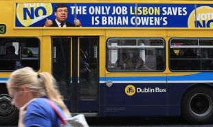 "O único traballo que salva (o Tratado de) Lisboa é o de Brian Cowen", di a propaganda a prol do 'Non'