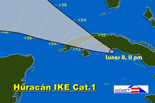 Previsión de desprazamento de Ike / Instuto de Meteoroloxía da República de Cuba