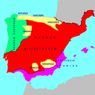 Mapa da Península Ibérica no ano 560