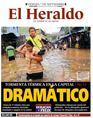 Cuberta do xornal hondureño El Heraldo deste venres