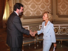 A ministra española de Administracións Publicas, Elena Salgado, recibe este luns en Madrid ao vicepresidente da Xunta, Anxo Quintana