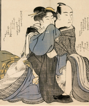 Escena erótica. Atribuido a Katsukawa Shuncho, c. 1789-1801 (Detalle)