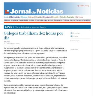 Noticia no 'Jornal de Notícias'
